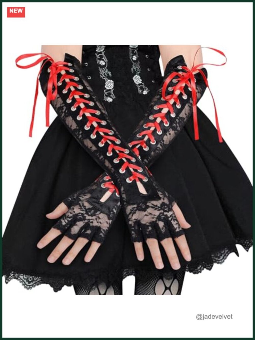 Lace Fingerless Gloves Gothic Elbow Arm Warmers